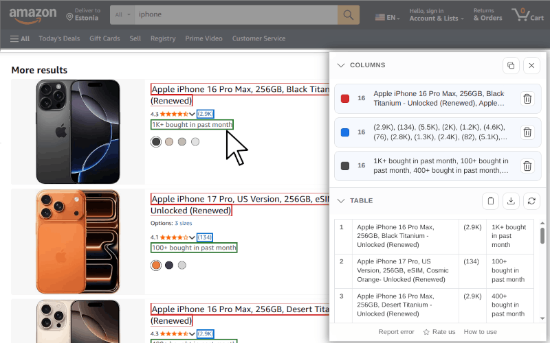 Web Page Scraping panel workflow preview